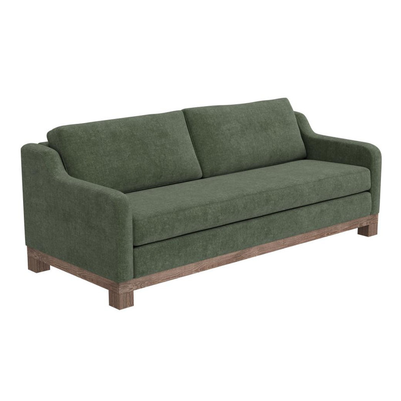 Ditte Wooden Frame & Base, Loveseat, Olive Polyester, 36.75"H x 90.5"W x 38.5"D