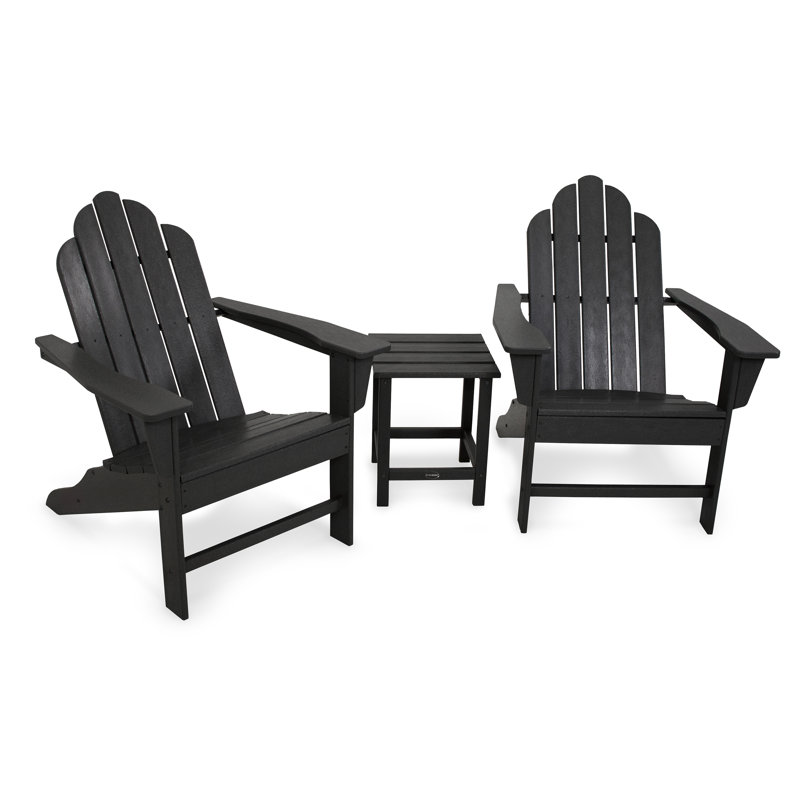 POLYWOOD Long Island Adirondack 3-Piece Set, Black