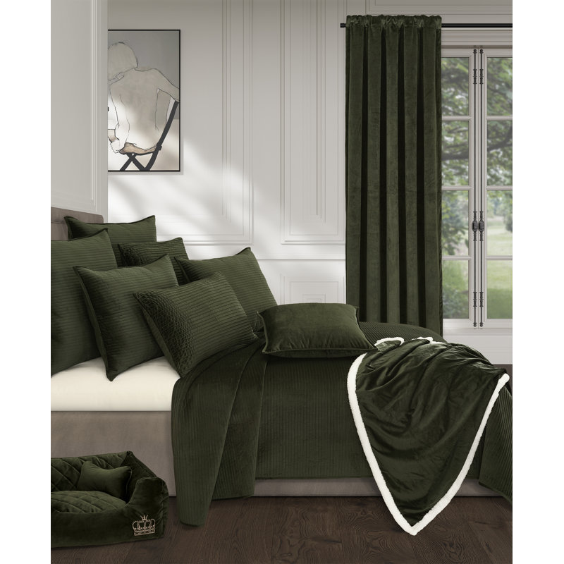 Indigo Heavyweight Velvet Full Quilt Set with Polyfill
