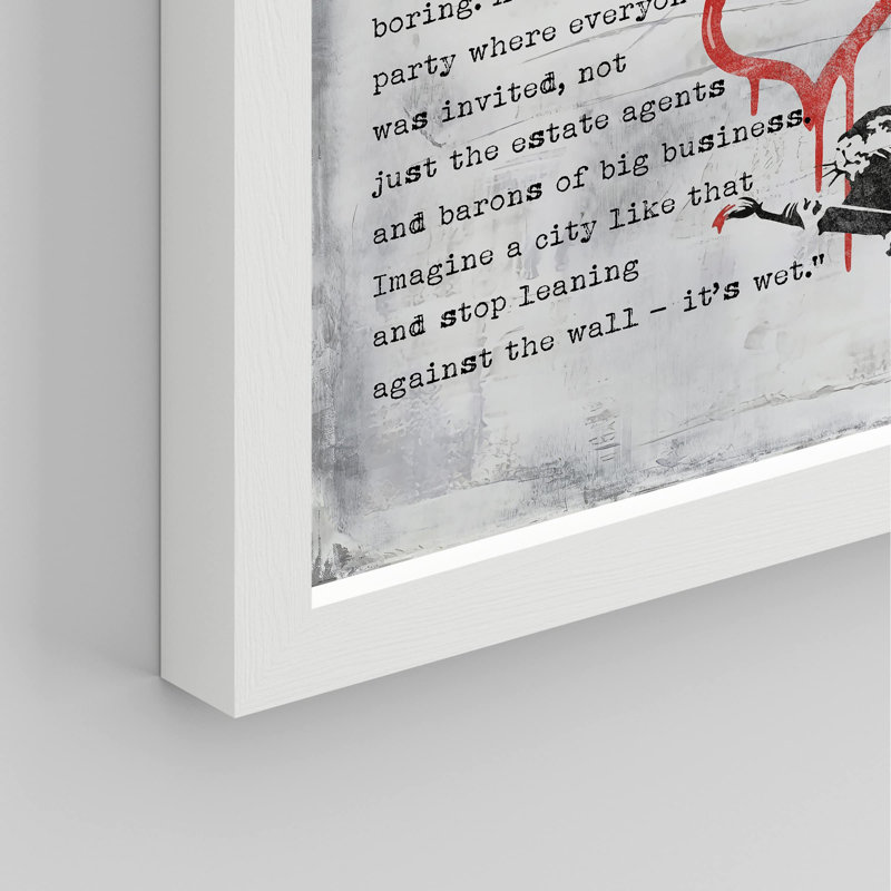 "Une souris écrivant un graffiti sur le mur, peinture acrylique rouge Banksy, décoration murale industrielle inspirante" sur papier