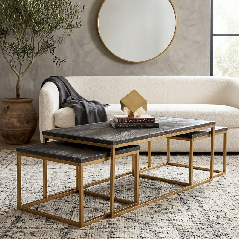 Buterbaugh Nesting Coffee Table, Black/Gold
