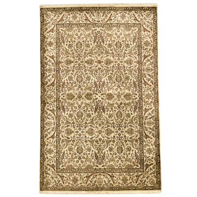 Hand Knotted Wool Area Rug in Beige