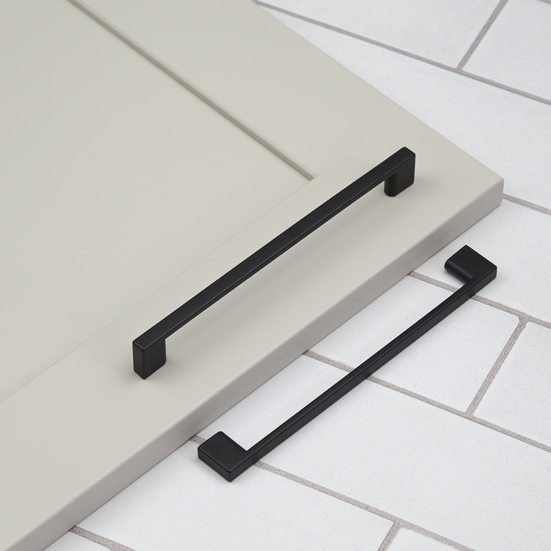 160mm Matt Black Slim Square D-Bar Handle