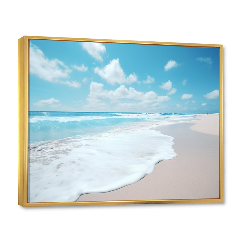 «Alve Beach Minimalisme Landscape I», reproduction sur toile, 30" H x 40" W, Cadre flottant doré