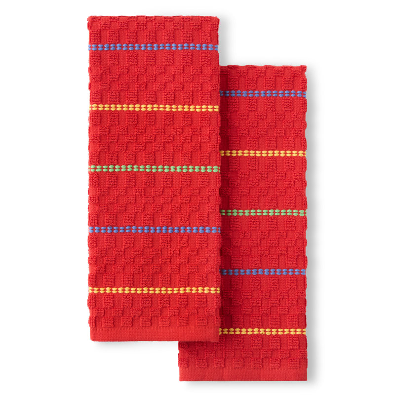 Ensemble de serviettes de cuisine 16 po x 28 po FIESTA Valencia, Rouge écarlate, 54