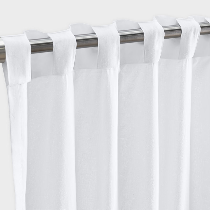 Premium Pure Linen and Cotton Blend Yarn Dyed Light Filtering Rod Pocket w/ Backtab Curtain Panel, 48" W x 84" L, White