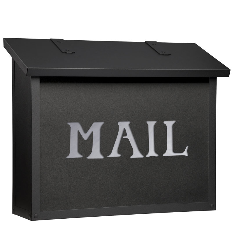 Classic Brass Wall Mounted Mailbox, Wispy White, Textured Black