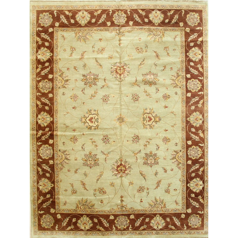 Green Traditional Oriental Agra Area Rug