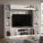 81" W Modern White Laminate Entertainment Center with 4 Doors & Open Shelves