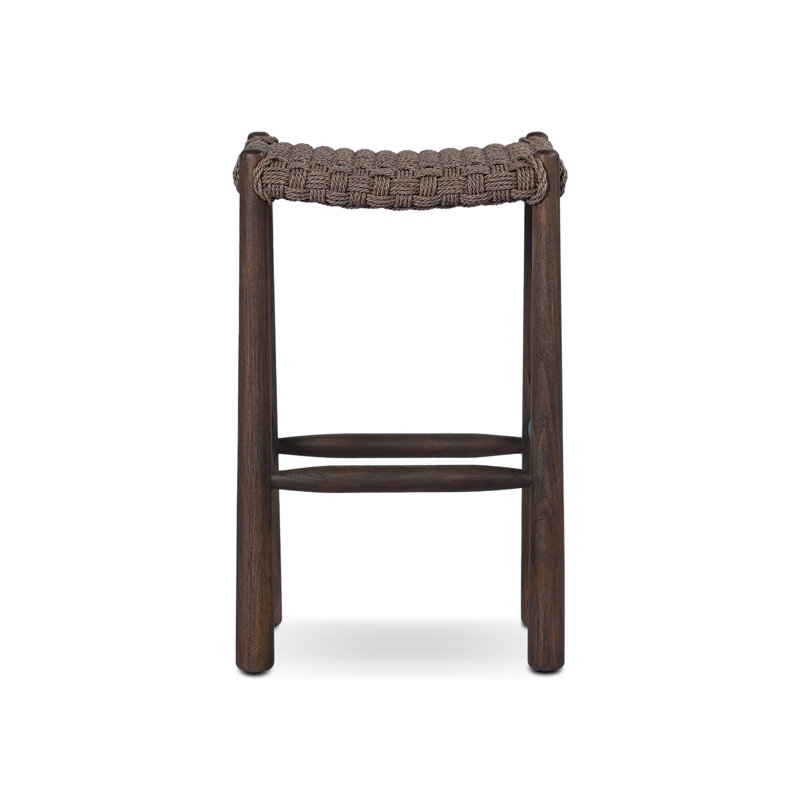 Savio Outdoor Stool-Dark Textured Woven-Counter, Brown, 30"