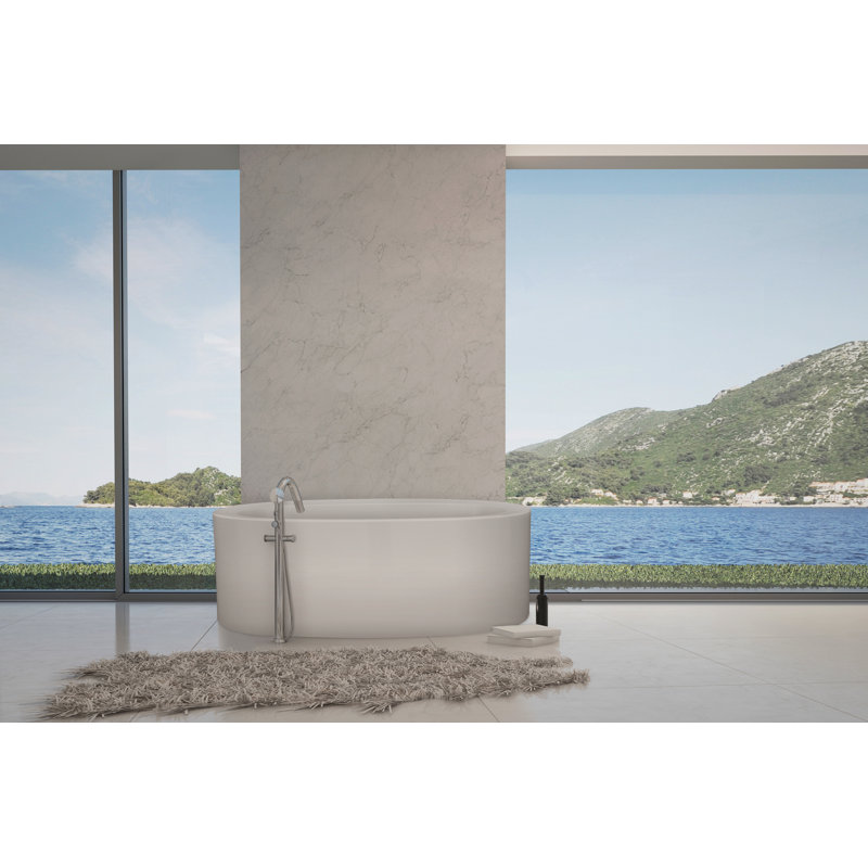 Rodin 72'' L Soaking Bathtub, Polished Chrome, White