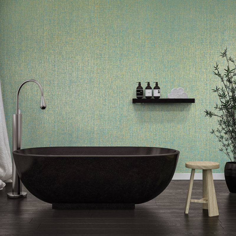 Precious Collection Metallic Canvas Wallpaper Roll, Green