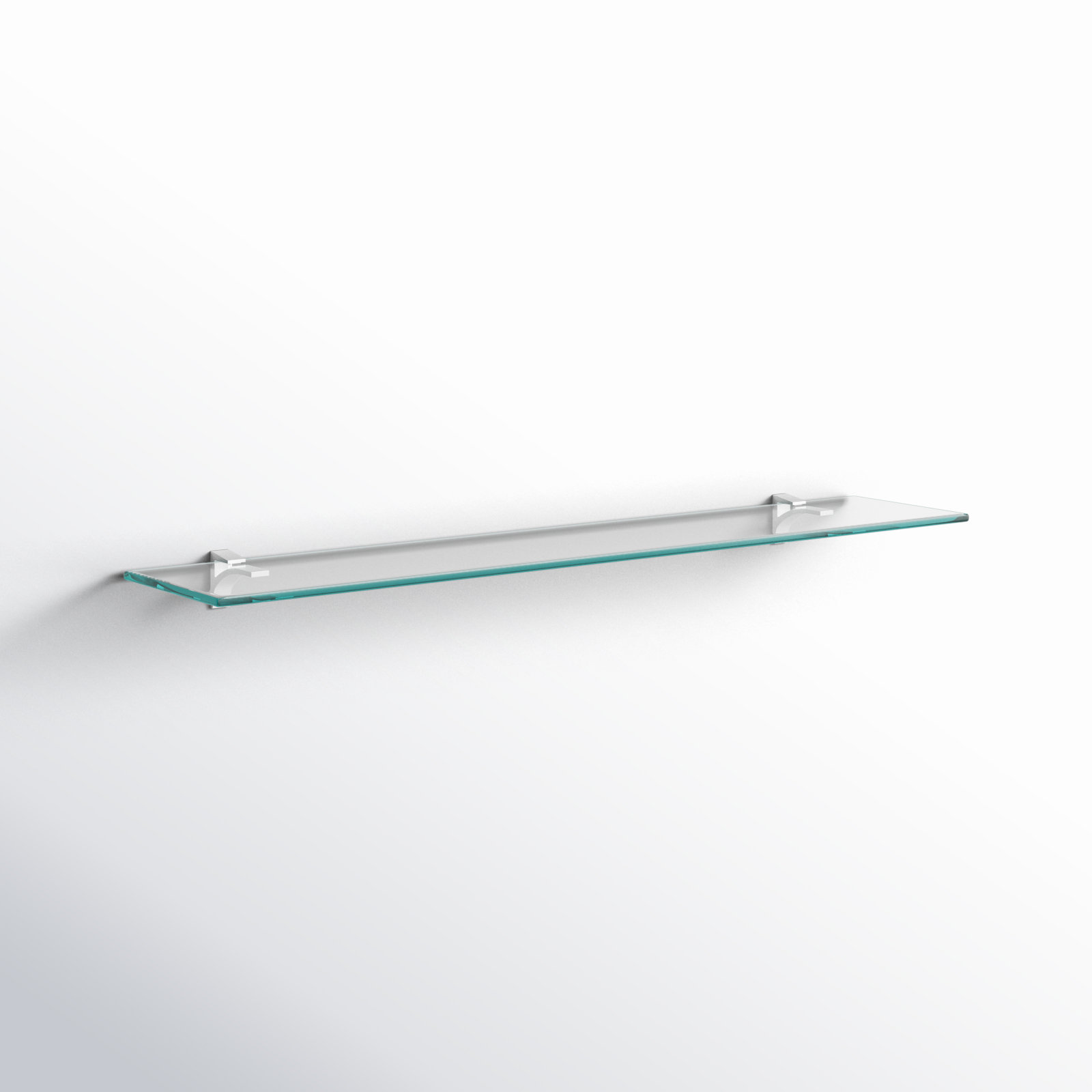 Electra Glass Floating Shelf, 2.86" H x 48" W x 10.5" D, Chrome