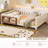 Full Low Platform Bed With Built-in Bookshelf Safety Guardrail, Full Size Solid Wood Montessori Bed Frame For Kids, Boys, Girls, Easy Assemble ( Full, Beige, Bookshelf )-716455596-716455585
