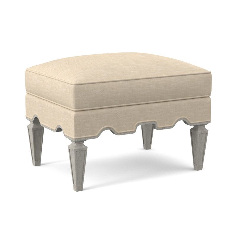 Palm Upholstered Ottoman, Bisque, UV-Rollo Linen