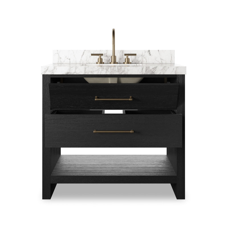 Anthem Single Vanity-Carrara Marble, Black