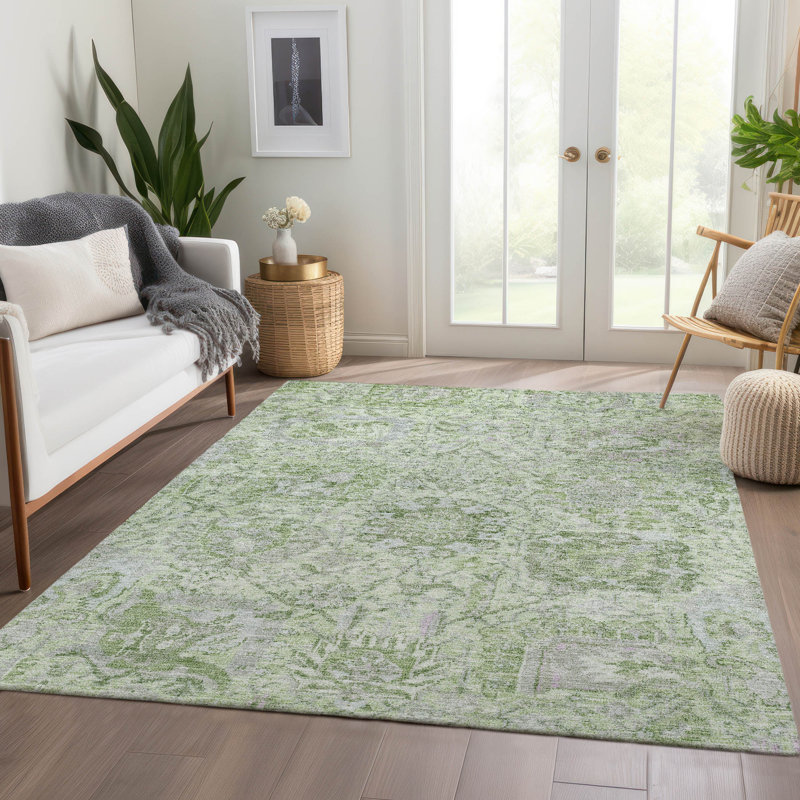 Red Rectangular Easy Care Washable Synthetic Rug