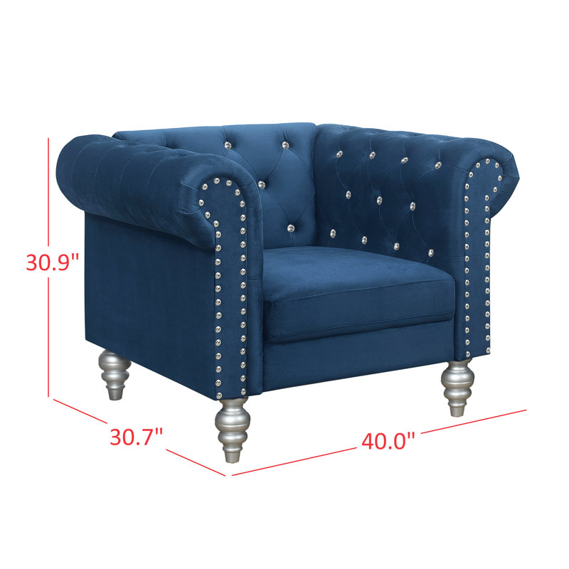 Fauteuil club Jacameron, Velours bleu