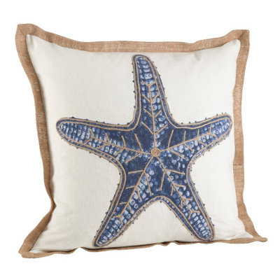 Neptunian Collection Embroidered Cotton Throw Pillow