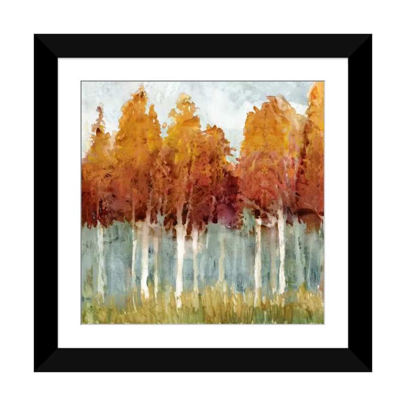 «Birch II», reproduction sur toile, H 24 po x l 24 po x P 1 po, Papier beaux-arts encadré noir, Blanc