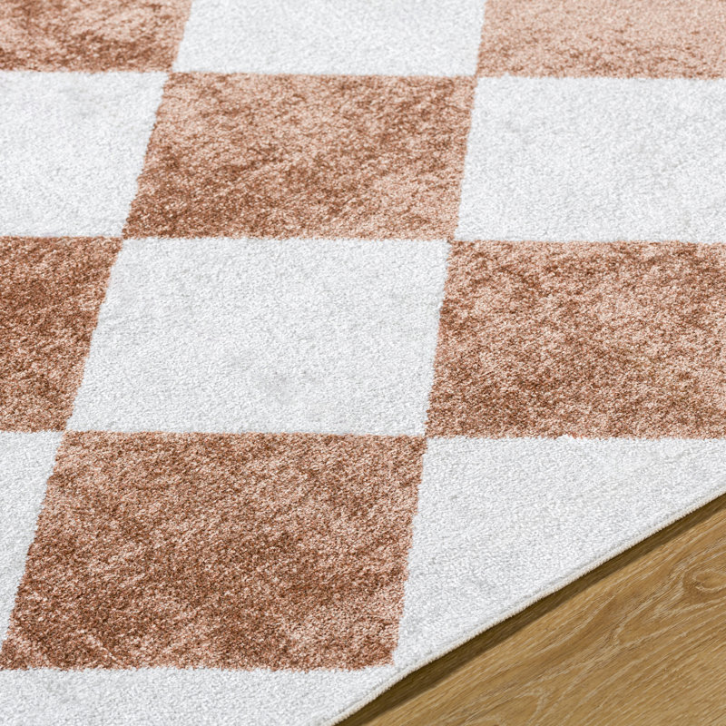 Machine Washable Modern Boho Diamond Rust Area Rug, Rectangle 200 x 275 cm