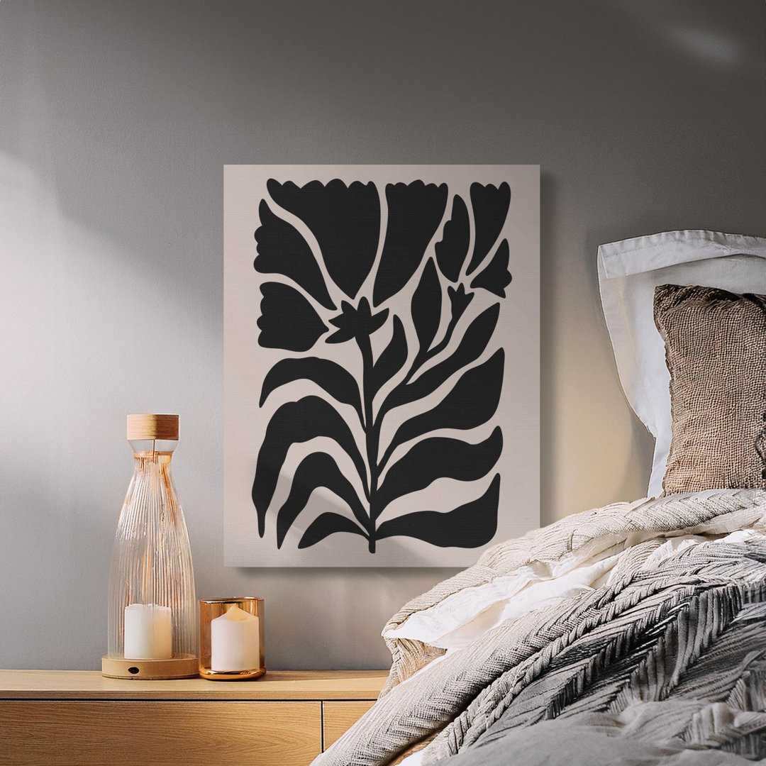 Abstract Black Floral Canvas Art