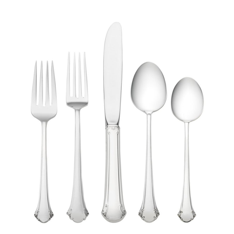 Towle Silversmiths Chippendale 5 Piece Sterling Silver Flatware Set, Service for 1