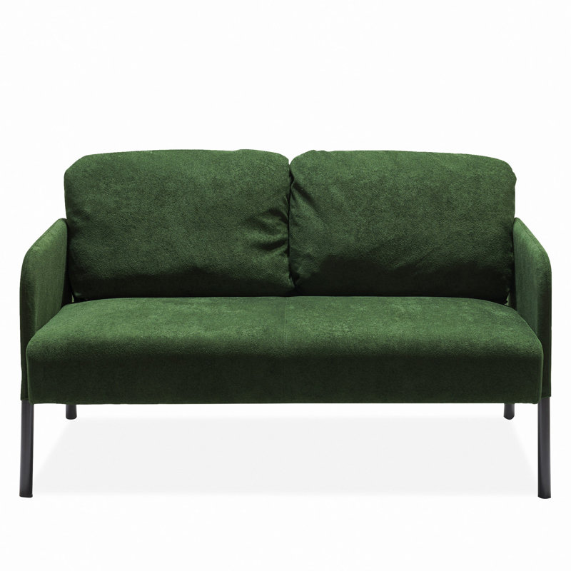 Canapé 2 places en tissu de polyester vert, canapé causeuse moderne, petits canapés confortables pour les petits espaces: salon, chambre à coucher, bureau, appartement