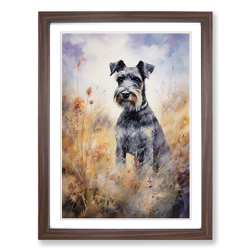 Schnauzer Tachisme - Framed Print, 64cm H x 46cm W x 2cm D, Walnut