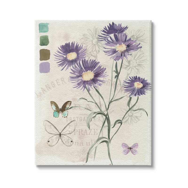 Pochoir à fleurs sauvages, Plaque murale, H 16 po x l 16 po x P 1,5 po