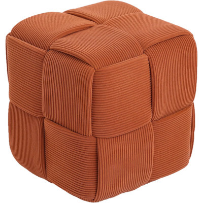 Square corduroy sofa stool