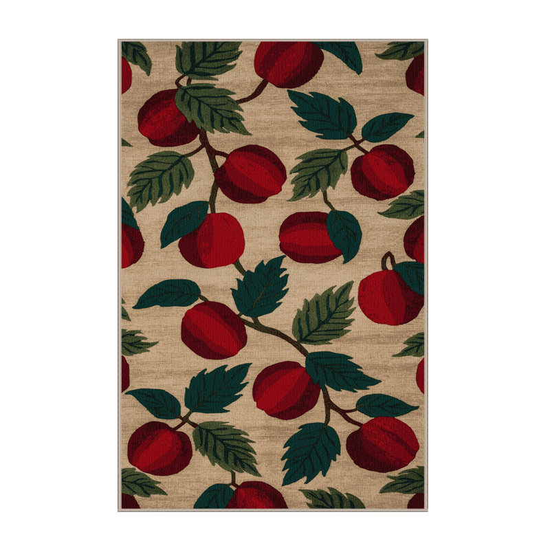  Tapis lavable à motif de fruits Yangmei, Rectangulaire 8 pi x 12 pi