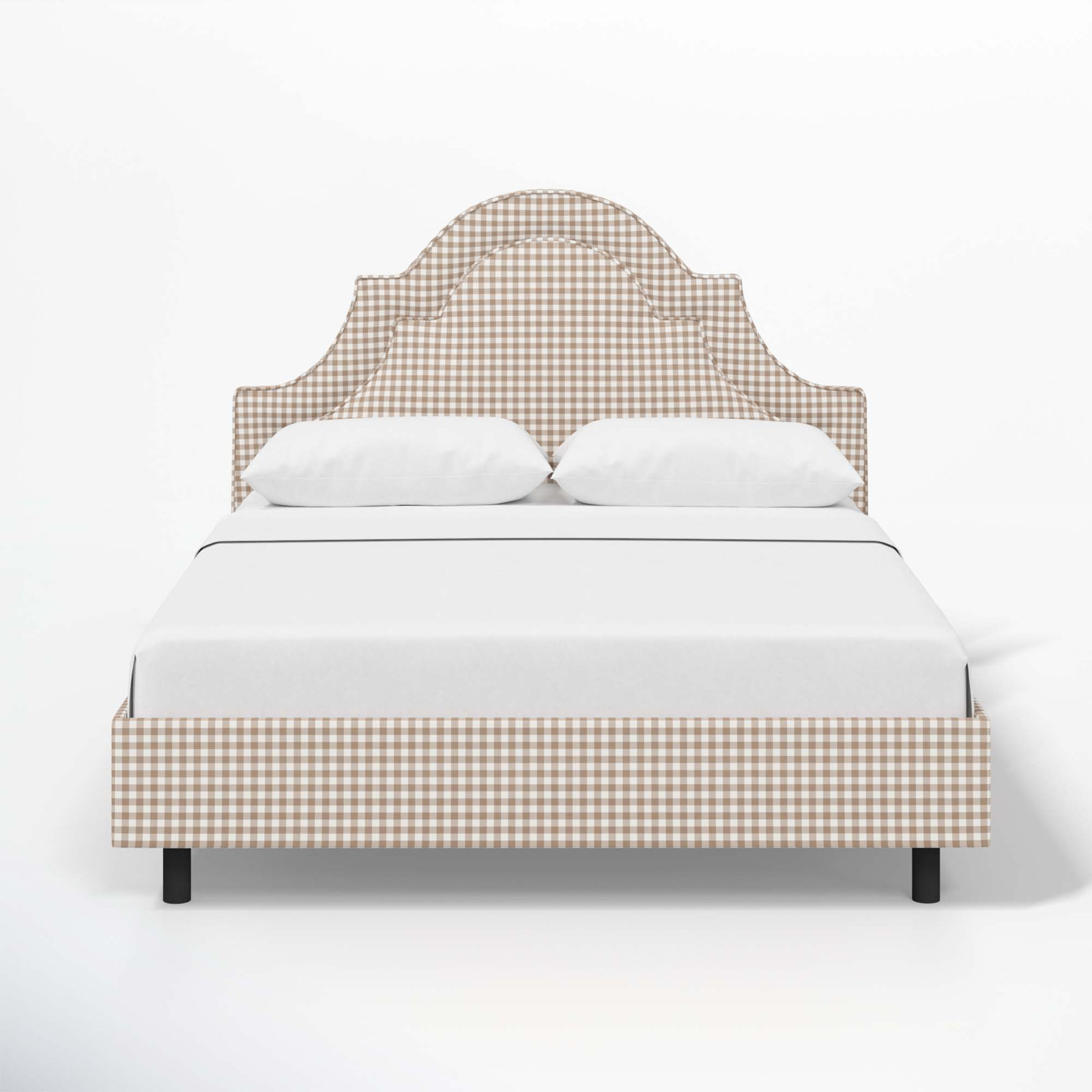 Knipe Upholstered Scalloped Bed, Twin, Classic Gingham Tan