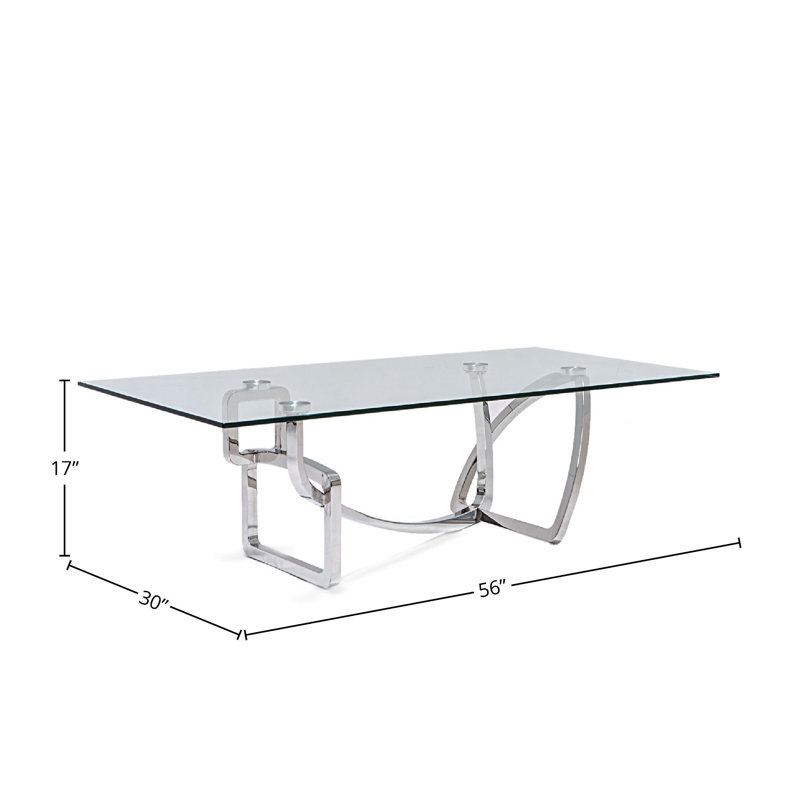 Glass Top Coffee Table, Clear, Silver