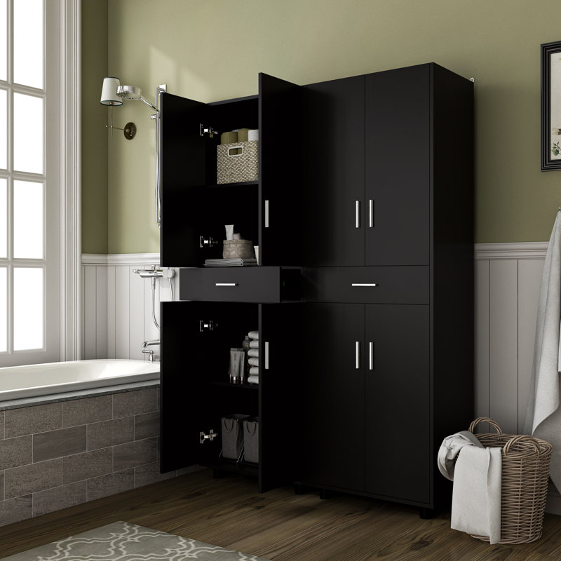 Aleg Garage Storage Cabinet With Doors And Drawer, Black