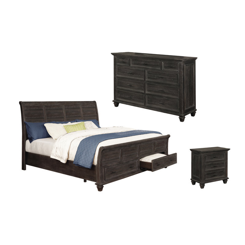 Ensemble de chambre avec rangement 3 pièces Worley, Grand