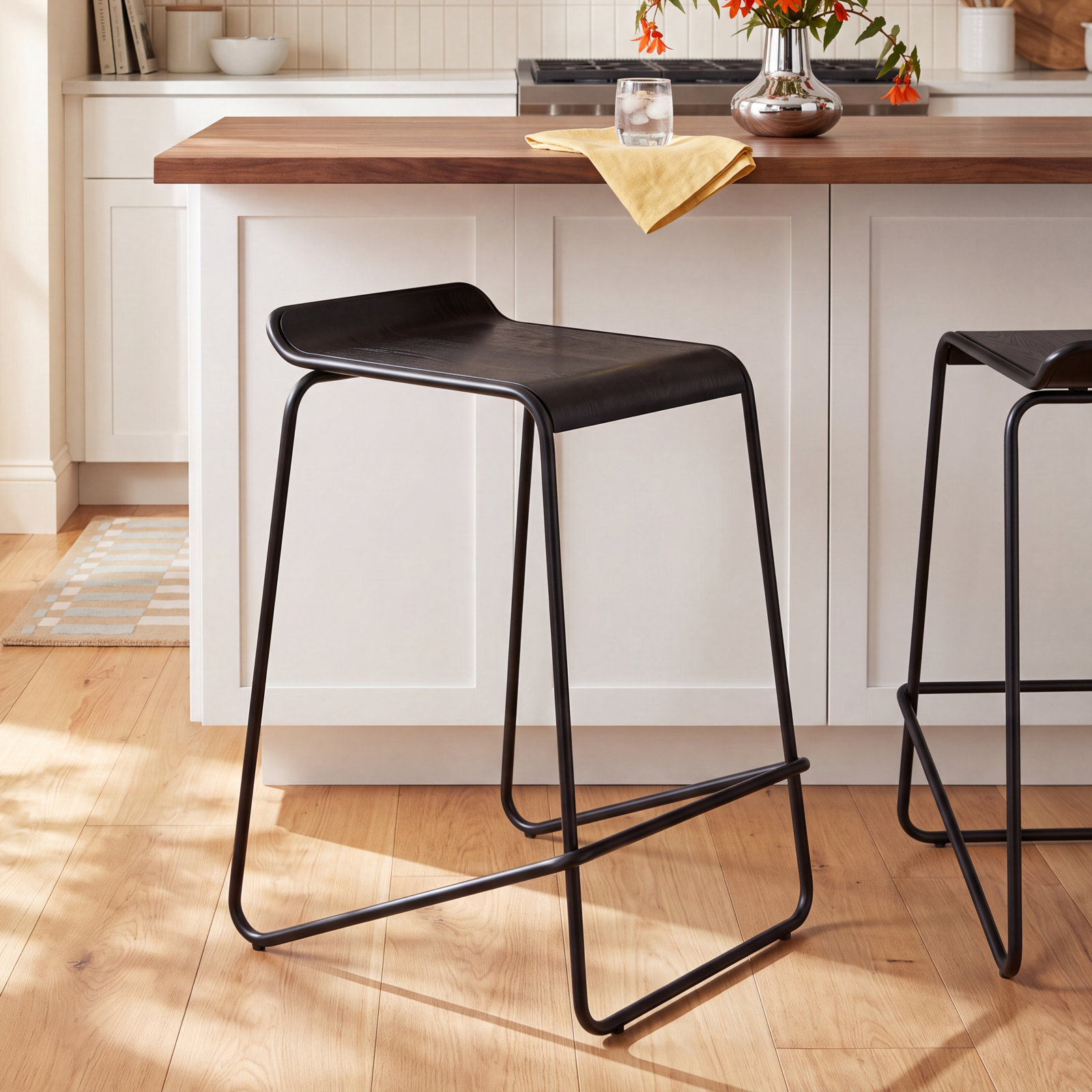 Ready Bar Stool, Black, Counter Stool (25" Seat Height)