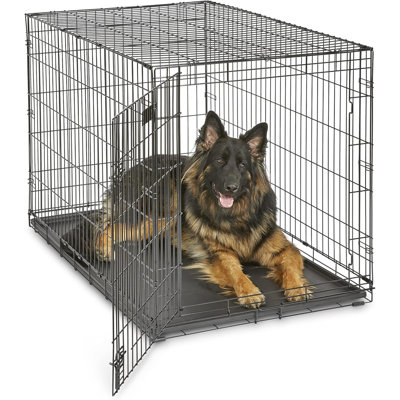 Newly Enhanced Single Door Icrate Dog Crate, Includes Leak-Proof Pan, Floor Protecting Feet, Divider Panel & New Patented Features