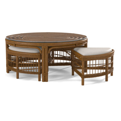 Raffles Rattan Cocktail Table with Benches