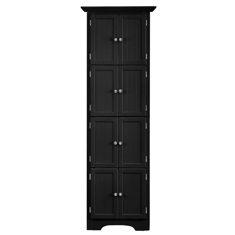 Grande armoire de rangement avec portes et 4 tablettes pour le salon, la cuisine, le bureau, la chambre à coucher, la salle de bain, moderne, noir