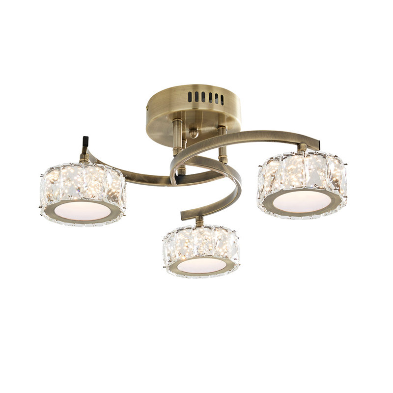 Glass LED Semi Flush Mount, 3 Lights