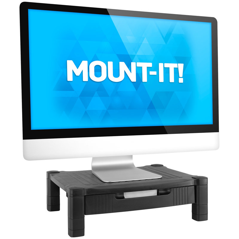 Montez-le! Montant pour écran avec tiroir, support pour écran réglable en hauteur avec rangement coulissant à trois rangées