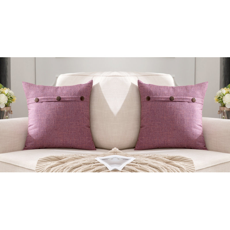 Buttons Chenille Throw Pillow, Pink
