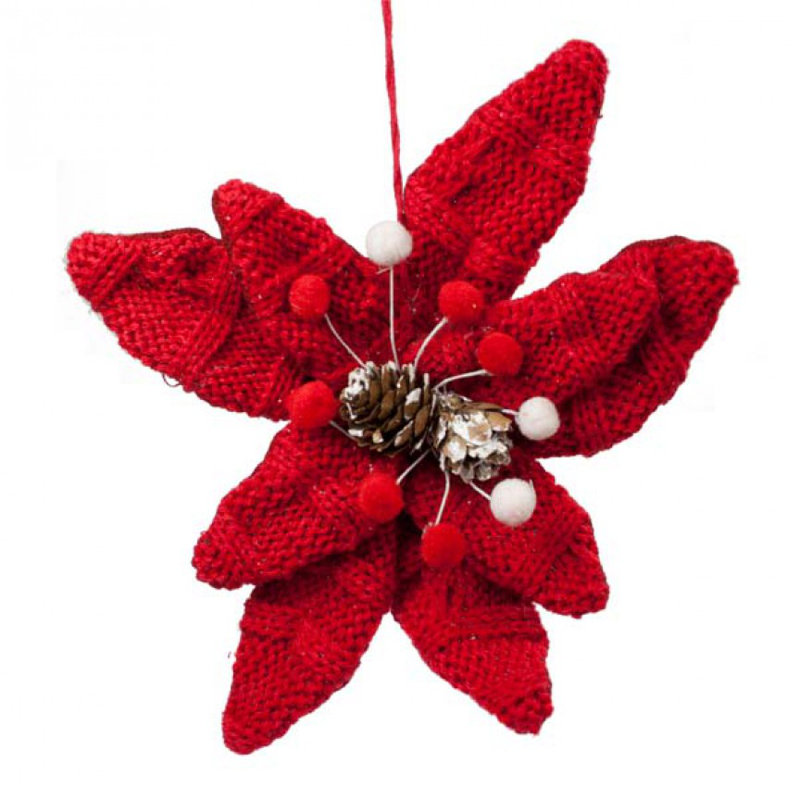 20cm Fabric Plants & Flowers Hanging Figurine Ornament, Red
