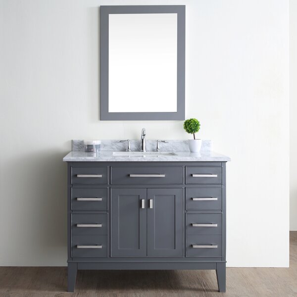 Lark Manor Herrell 42.0'' Single Bathroom Vanity with Carrara Marble ...