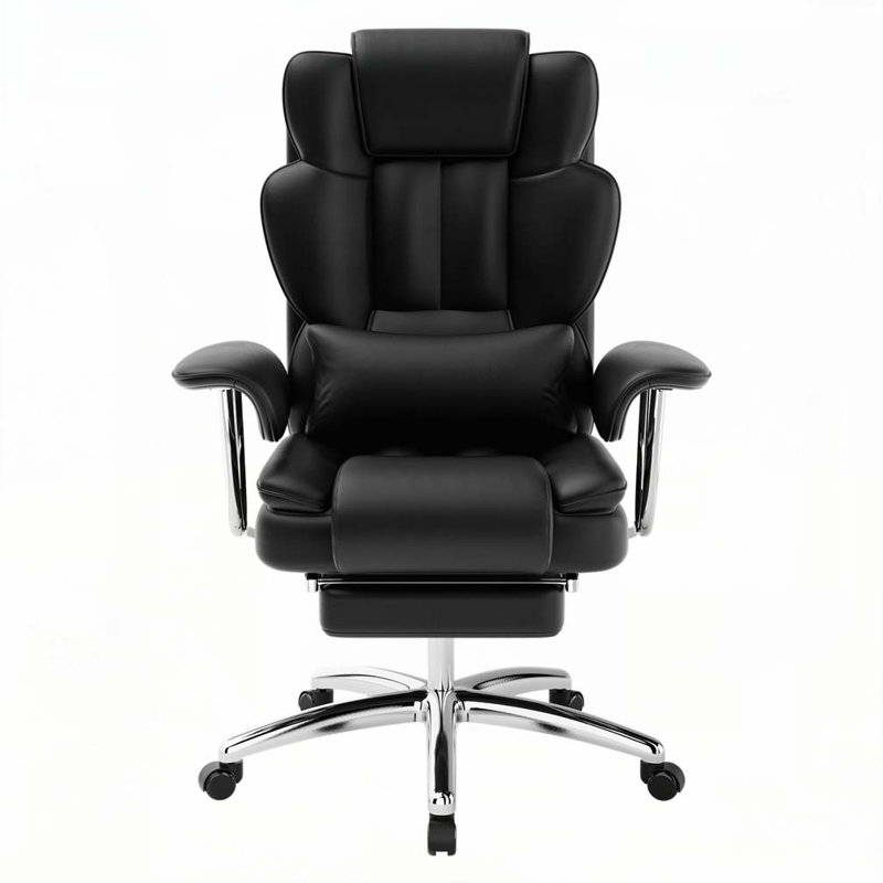 Fauteuil de direction avec repose-pieds, Noir