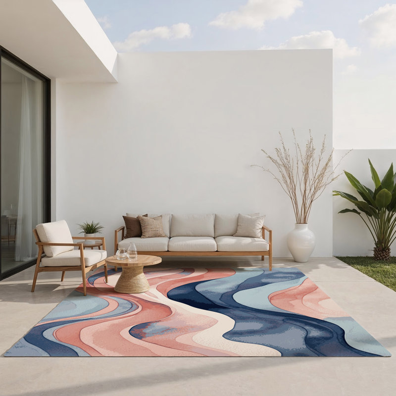 Lagoon Haze Indoor And Outdoor Area Rug, Rectangle 9' x 12'