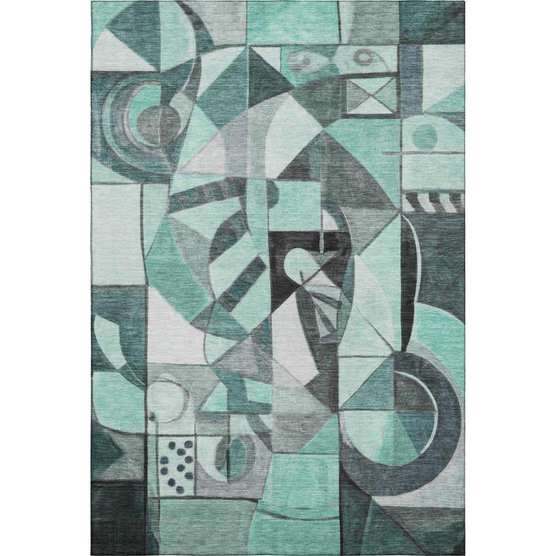 Premium Machine Washable Lubbers AMF1758 Abstract Rug, Rectangle 10' x 14'