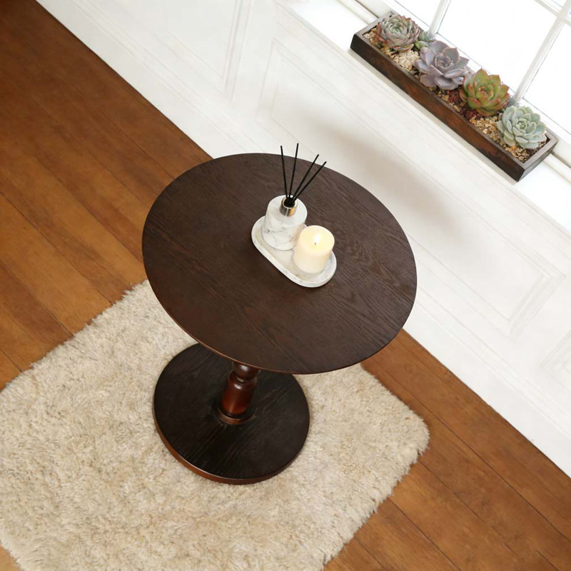 23'' Walnut Brown Accent Round Table