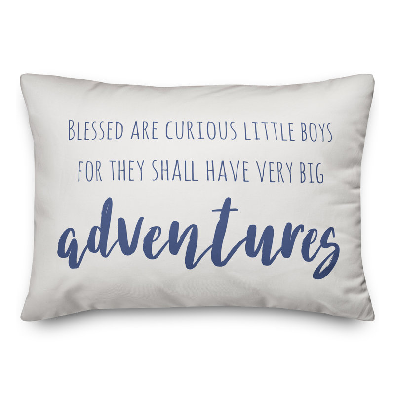 Coussin intérieur / extérieur Blessed Are Curious Little, H 14 po x l 20 po, Rectangle